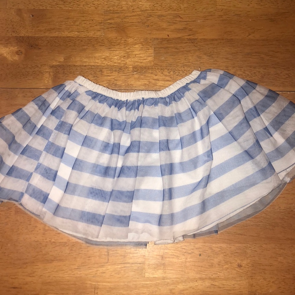 Girls Blue & White Striped Tutu Skirt